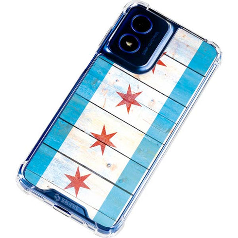 Chicago Flag Light Wood Moto G 5G (2024) Clear Case